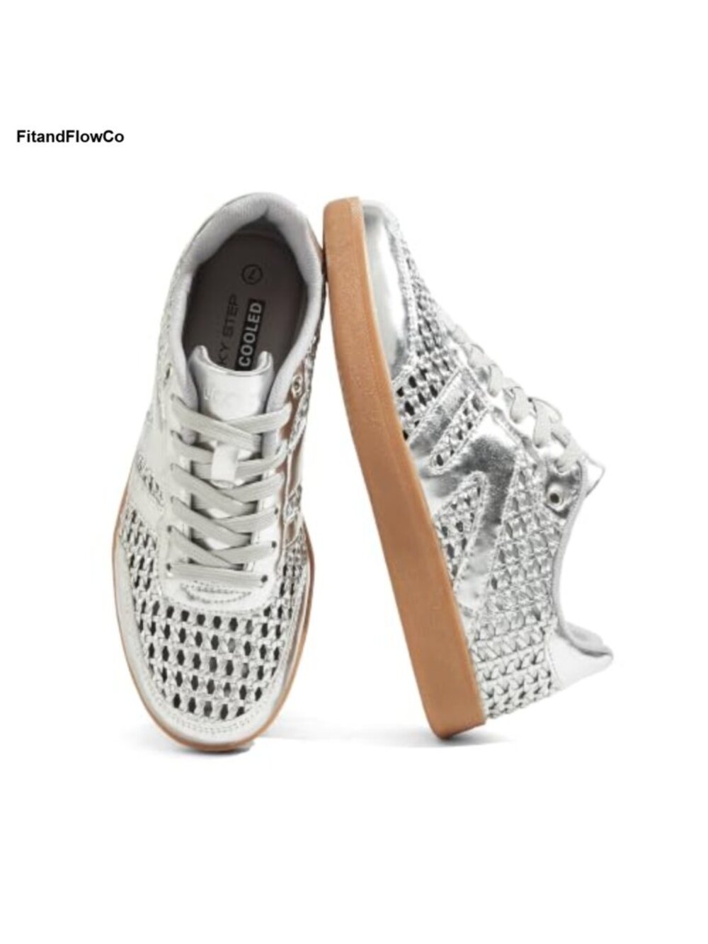 Women's Retro Gum Sole Fashion Sneakers Faux Leather Woven Lace-Up